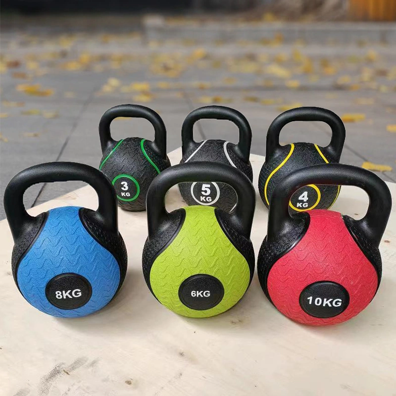 Pure Rubber Color Coded Weightlifting Kettlebell with Rubber Handle