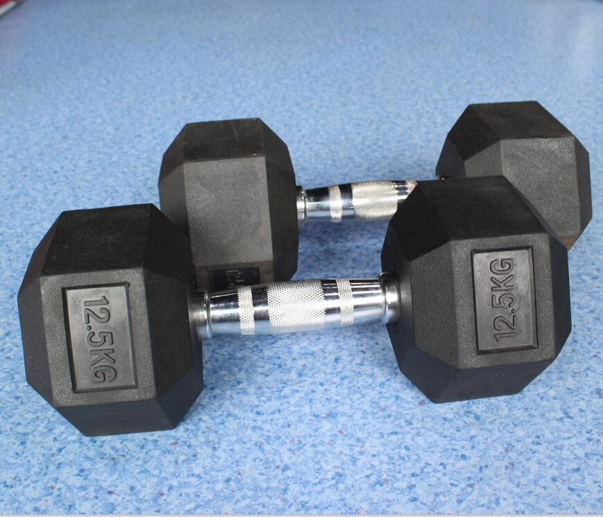 New Best Sell Factory Manufacturing Black Fixed Rubber Gym Dumbbell
