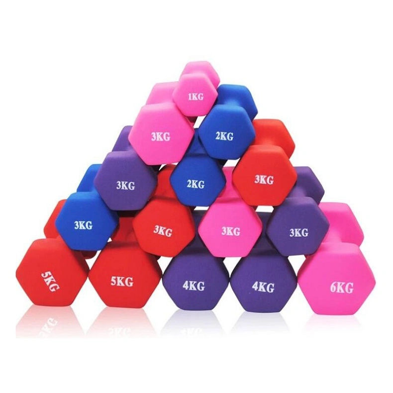 Lady Vinyl Dumbbell Commercial Yoga Training Colorful 1kg-10kg Dumbbell Set