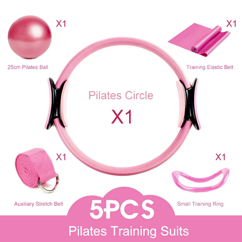 5PCS Mini Gym Ball Yoga Belt Latex Band and Pilates Ring Set