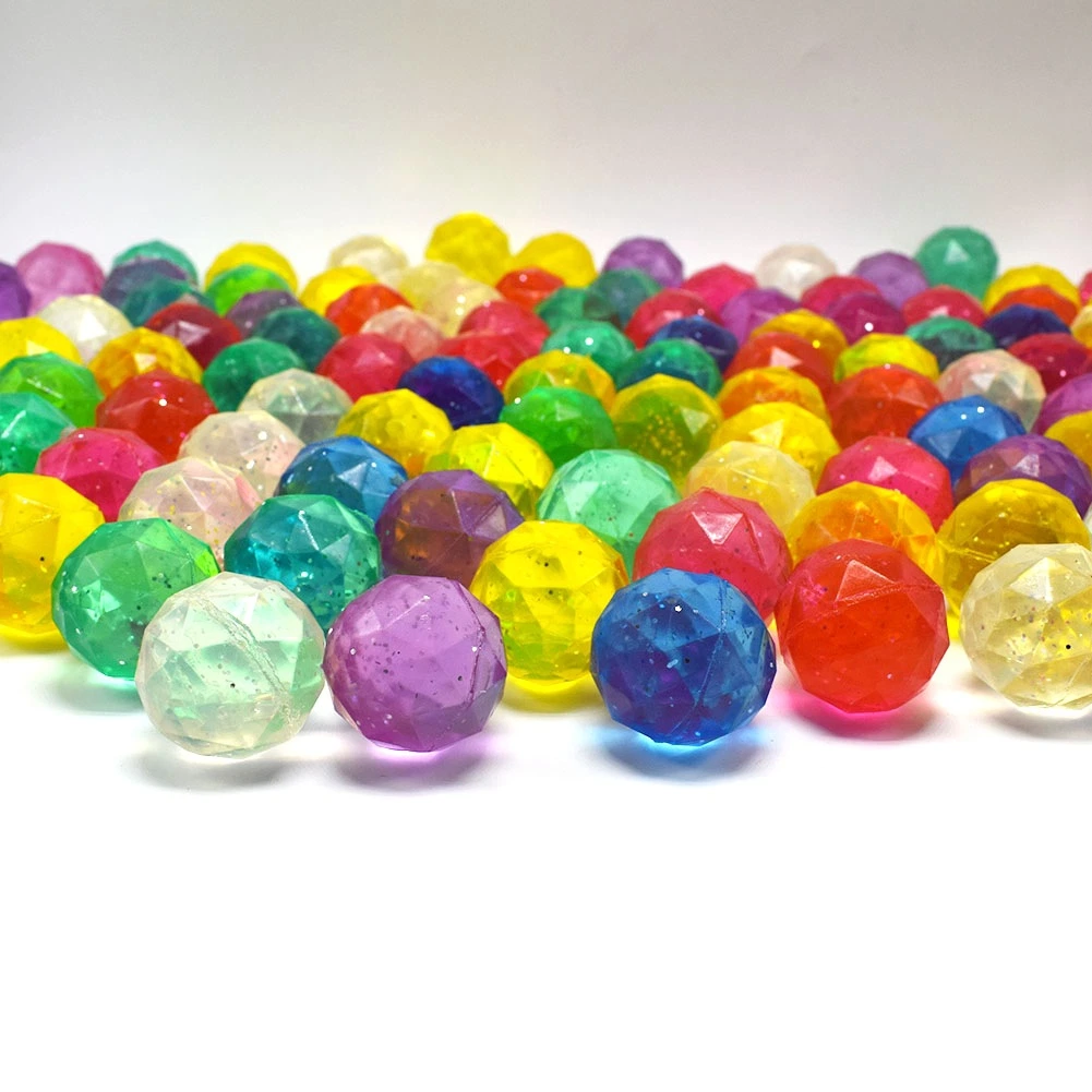 30mm Mixed-Color Diamond Bouncy Ball Coin Twist Machine Toy Gem Bouncing Rubber Ball