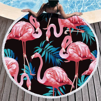 Round Large Watercolor Quicksand Yoga Towel with Tassel