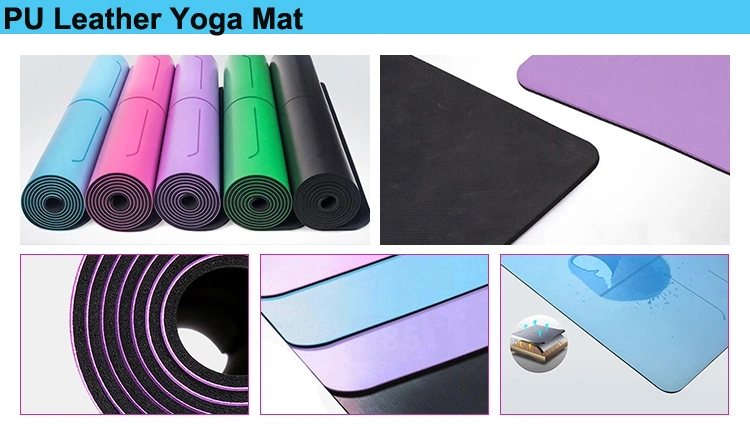 Laser Etching Custom Logo Anti Slip PU Leather Top Natural Rubber Backing Yoga Mat