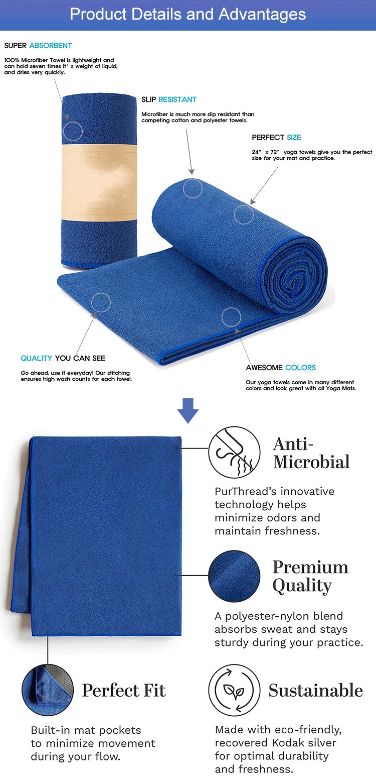 Personalized Eco Friendly Microfiber Yoga Towel Microfibre Organic Anti Slip Sports Wear Towel