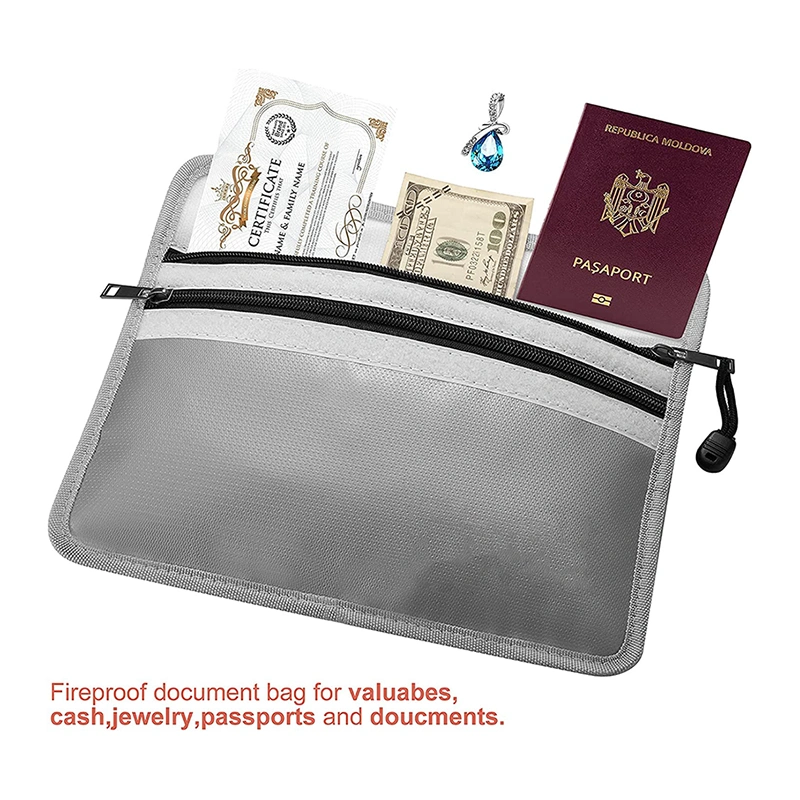 Premium Quality Durable Portable Waterproof Fireproof Document Money Bag