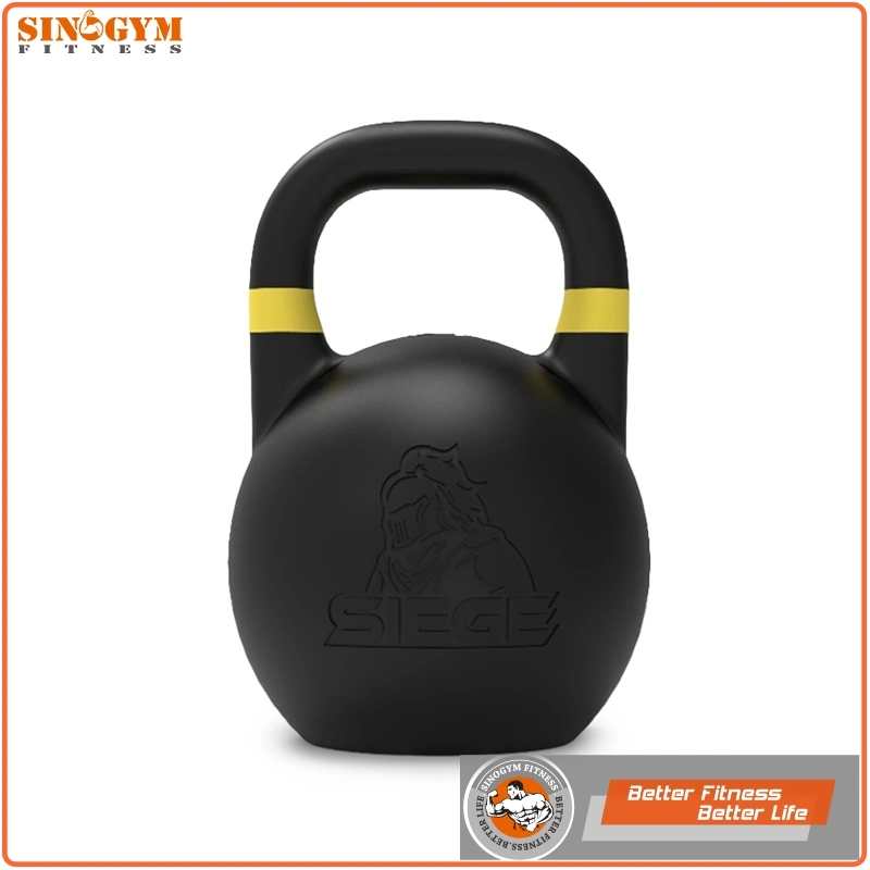 Powder Coated Solid Cast Iron Competition Kettlebell with Color Strip