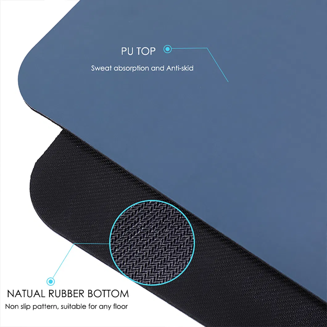 Professional Custom Designed PU+ Natural Rubber Fitness Anti-Skid and Waterproof Yoga Mat