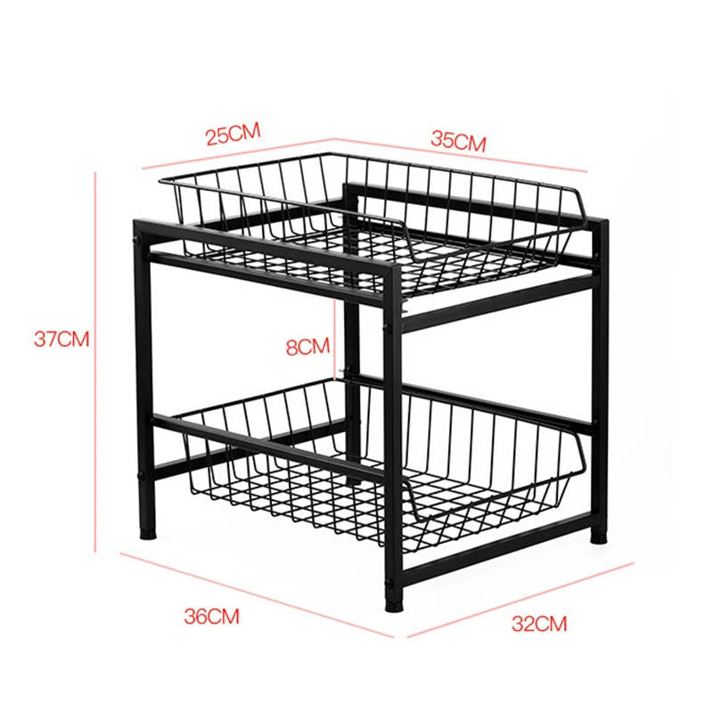 2 Tier Pull out Ktichen Cabinet Sliding Under The Sink Storage Rack