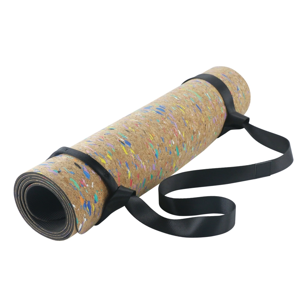 Durable Eco-Friendly Exercise TPE Cork Yoga Mat with Carrying Strap