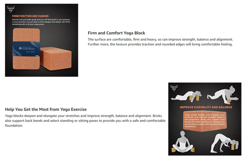 Cork Yoga Blocks Non-Slip Natural Wood Yoga Brick Pilates Fitness Stretch Tool Dance Training Body Equipment Yoga Accessories