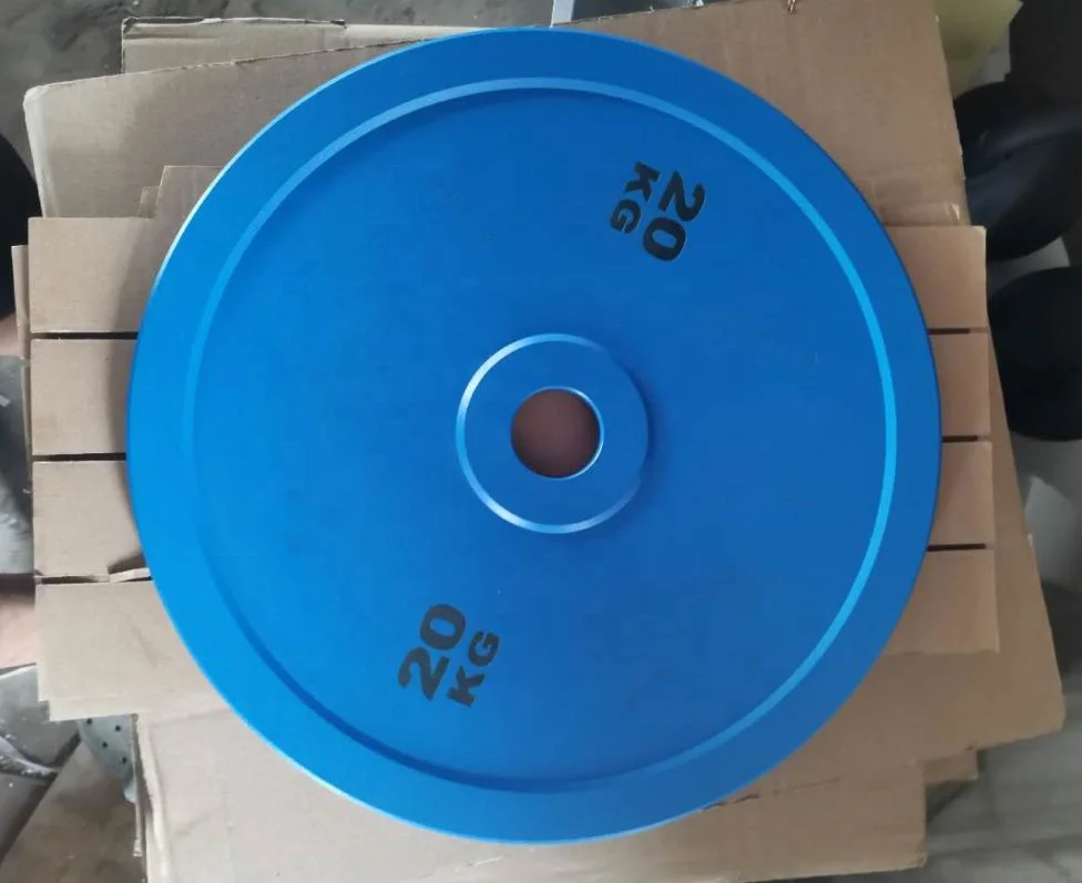 Gym Fitness Equipment Free Weights Color Paint Barbell Discs Bake Lacquer Bumper Plates Steel Weight Plate