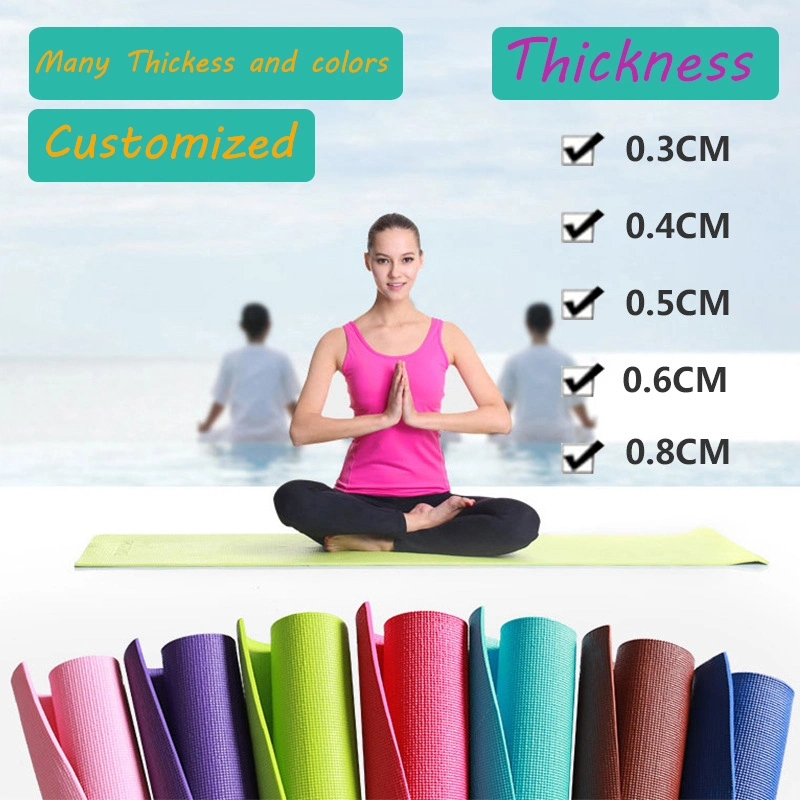Best Selling Single Color Yoga Mats Anti-Slip Durable Exercise Fitness Thick 6mm PVC Yoga Mat with Carrying Strap