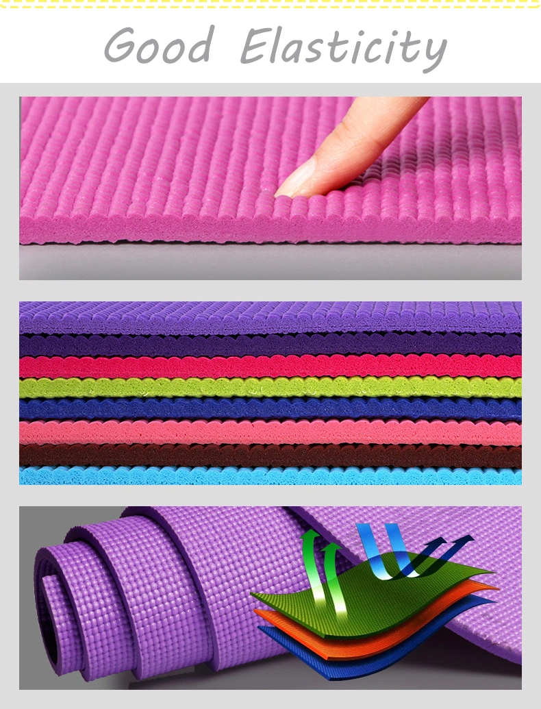 Best Selling Single Color Yoga Mats Anti-Slip Durable Exercise Fitness Thick 6mm PVC Yoga Mat with Carrying Strap
