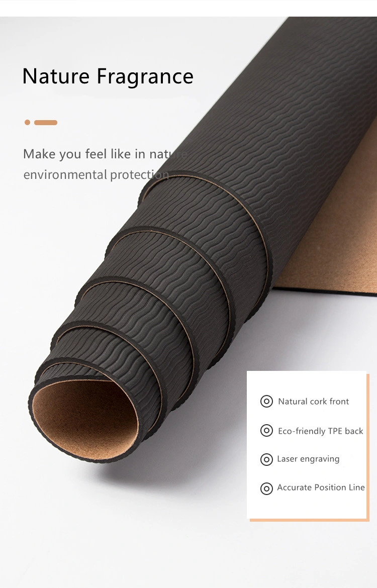 Custom Abrasion Resistant Harmless Natural Anti-Slip Eco-Friendly Cork TPE Yoga Mat