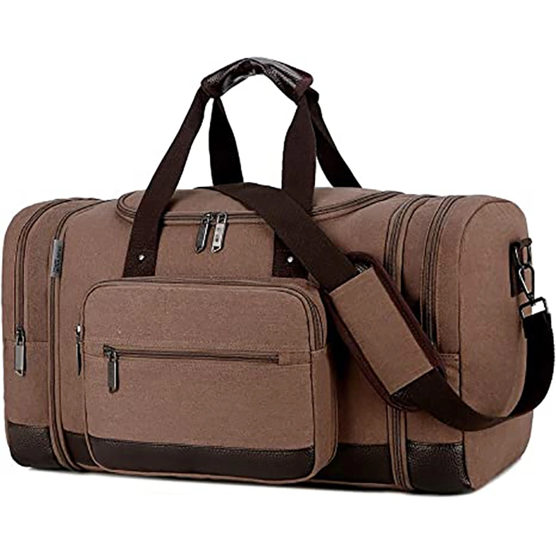 Waterproof Canvas Crossbody Weekend Bag Large-Capacity Tote Travel Duffel Luggage Bag