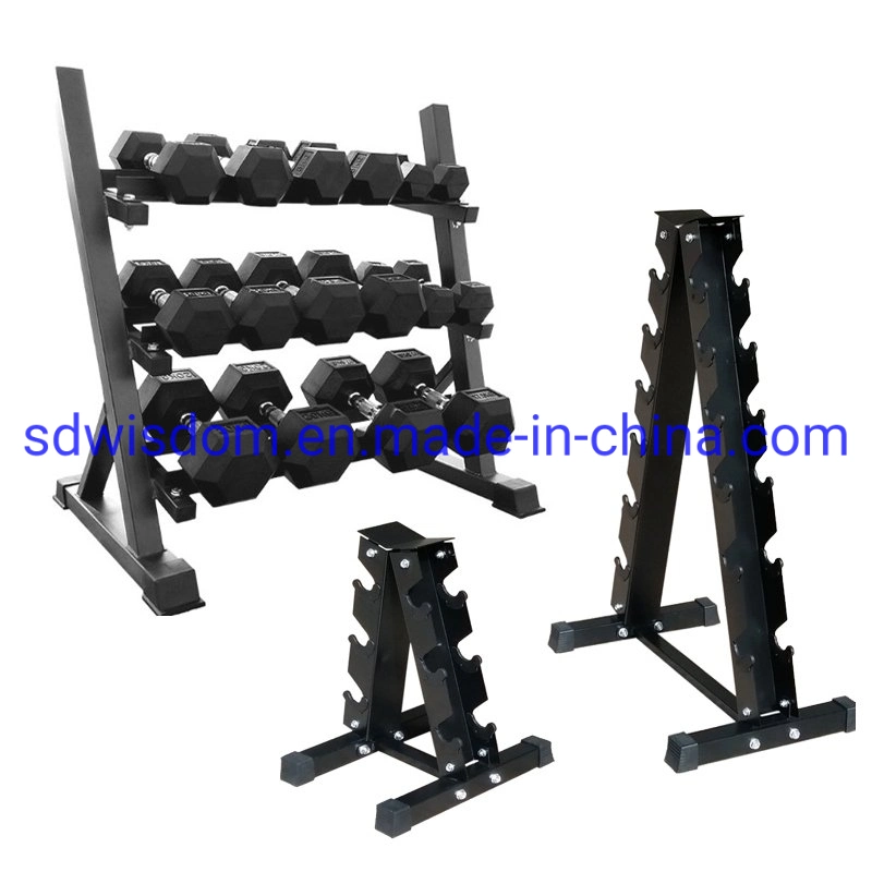 Home Fitness Equipment Rubber Hex Round Women Dumbbell Rack Weight 6 Pairs 3 Pairs 5 Pairs Dumbbell Rack