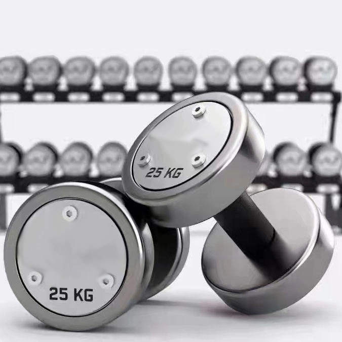 Gym Fitness Equipment Custom Logo Stainless Steel Dumbbells