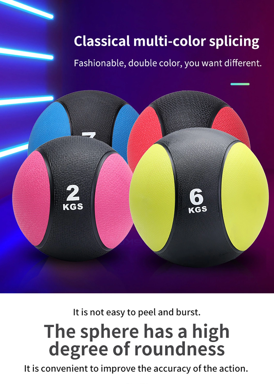 New Hot Selling Gym Workout Double Color Rubber Medicine Ball