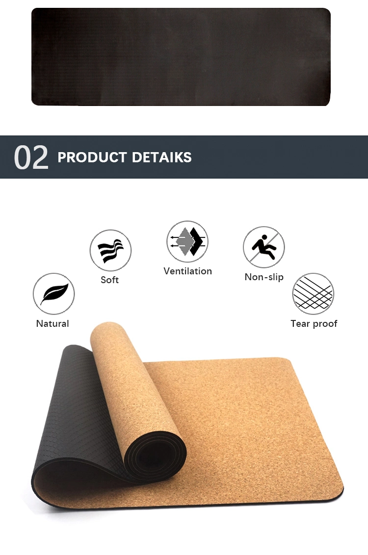 4mm Non-Slip Custom Logo Printed Pilates Eco Cork Yoga Mat