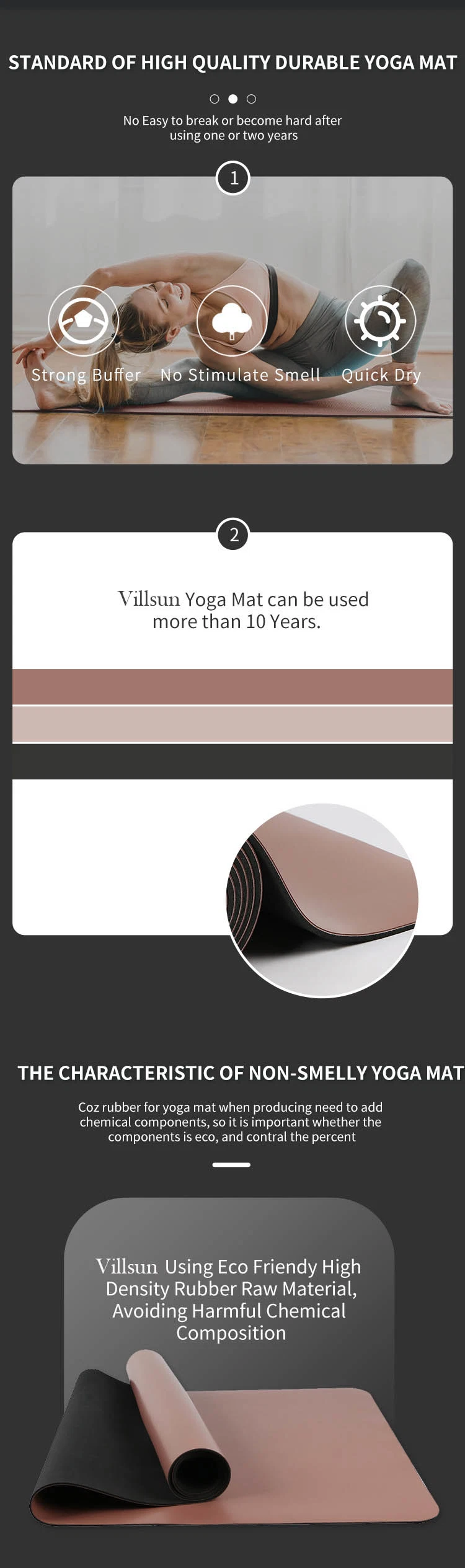 Arched 5mm PU Natural Rubber Yoga Mat