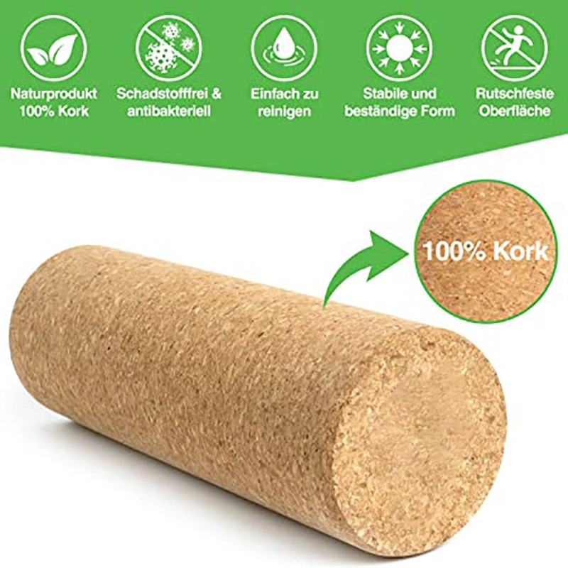 30cm/45cm Natural Cork Yoga Pillar High Density Fine Grain Cork Yoga Brick Pilates Block Dance Aid Fitness Massage Roller