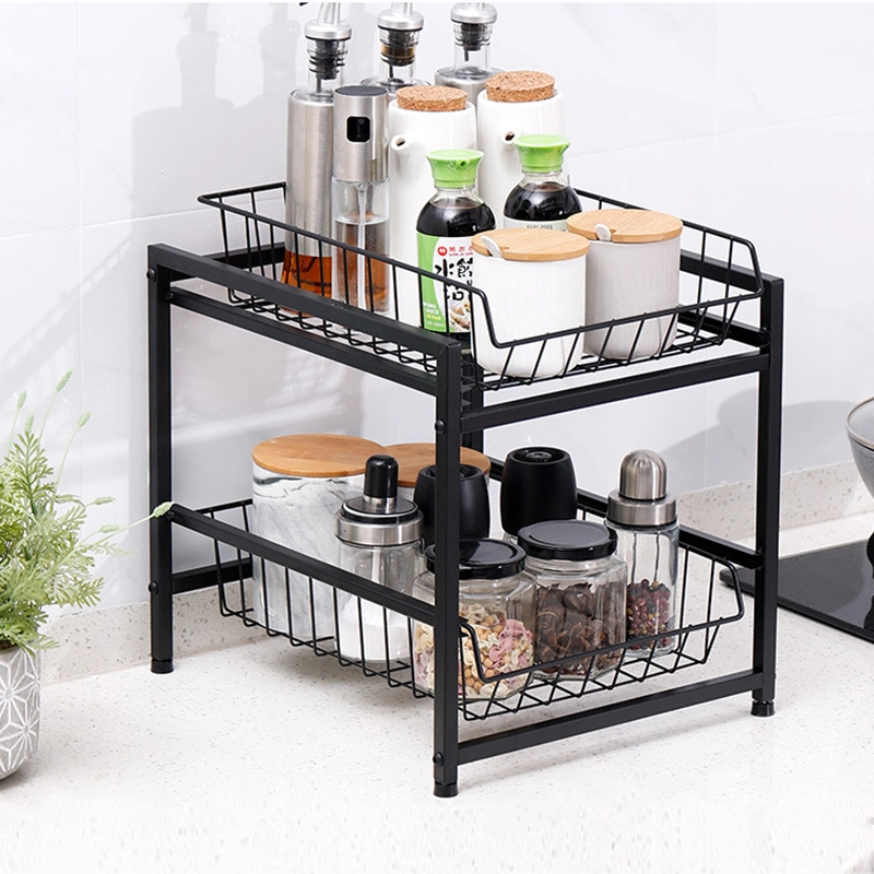 2 Tier Pull out Ktichen Cabinet Sliding Under The Sink Storage Rack