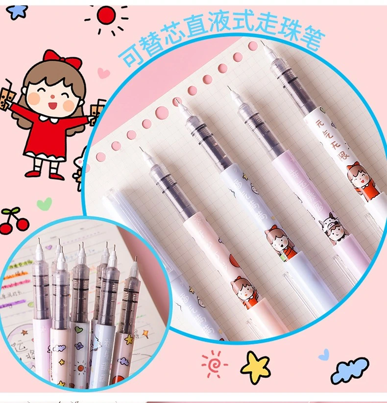 Gift Pen Carton Image Smooth Writing Free Ink System Roller Ball Pen Gel Pen