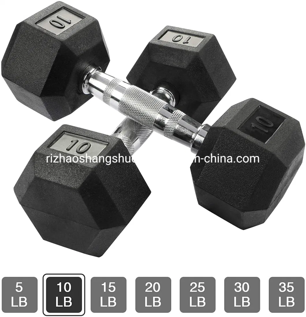 Wholesale Hexagonal Black Rubber Dumbbells Multi Weight Gym Training Hex Dumbbell Rack Set