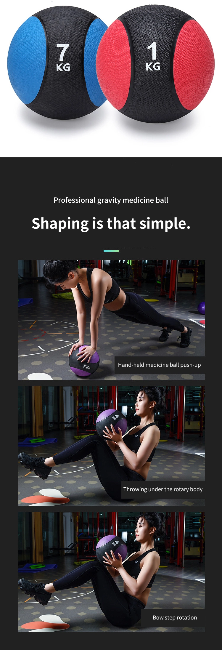 Solid Rubber Medicine Ball Core Exercise Weight Ball Balance Medicine Ball