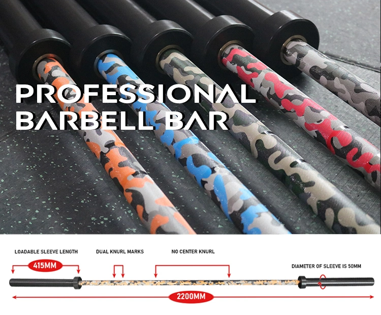 15kg Weight Lifting Women Barbell Camouflage Powerlifting Bar Weightlifting Bar