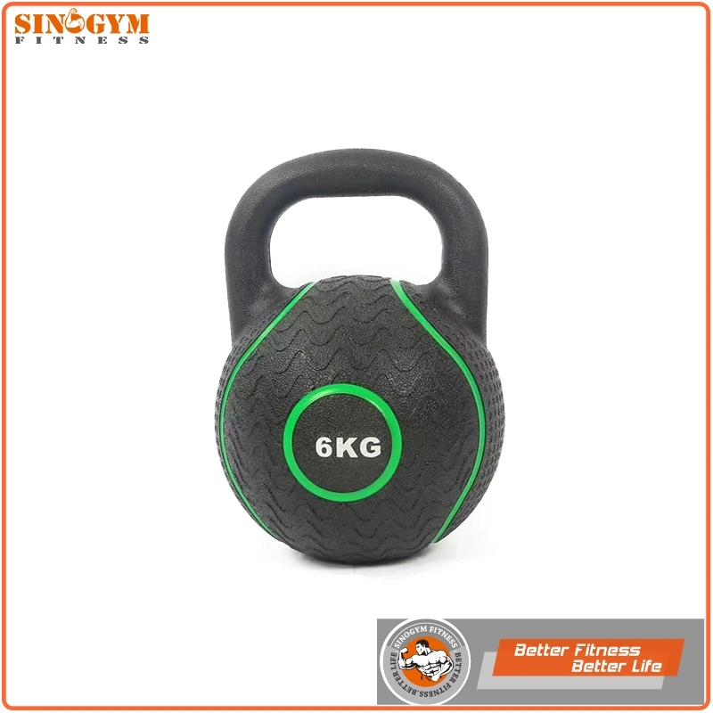 Pure Rubber Color Coded Weightlifting Kettlebell with Rubber Handle