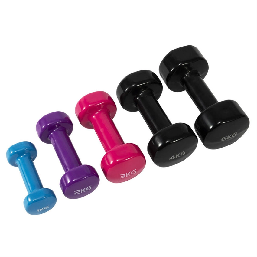 Hexagonal Shape Colorful Vinyl Dumbbell Neoprene Home Use Dumbbells Sets