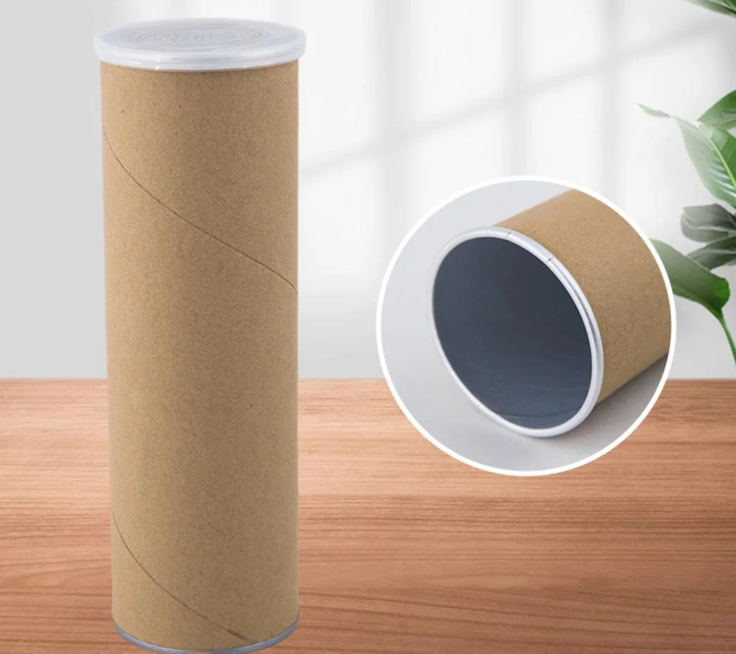 Wholesale Cowhide Kraft Paper Cylinder Packaging Yoga Mat Round Paper Tube Box Custom Cylinder Carton Paper Can