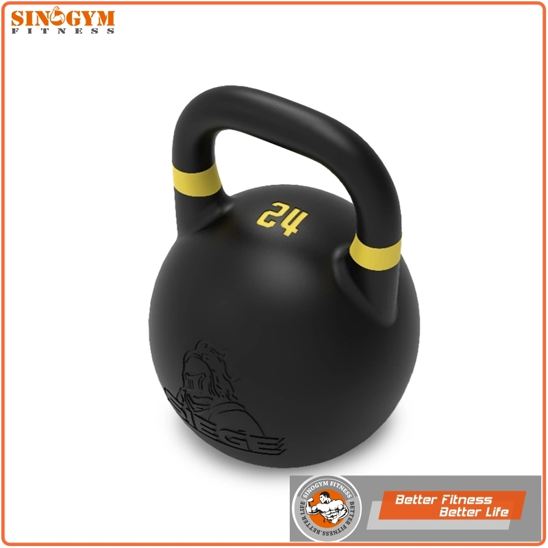 Powder Coated Solid Cast Iron Competition Kettlebell with Color Strip