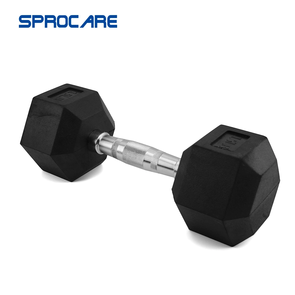 Black Cast Iron Rubber Coated Hex Dumbbell Hand Weight Set