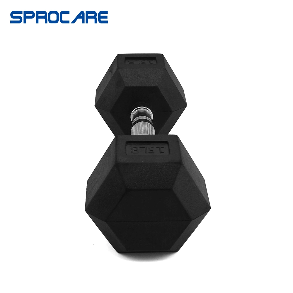 Black Cast Iron Rubber Coated Hex Dumbbell Hand Weight Set