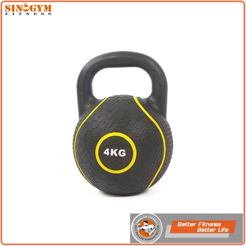 Pure Rubber Color Coded Weightlifting Kettlebell with Rubber Handle