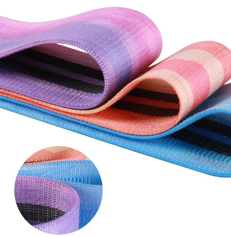 Gradient Color Custom Printing Fabric Booty Band Elastic Hip Resistance Band