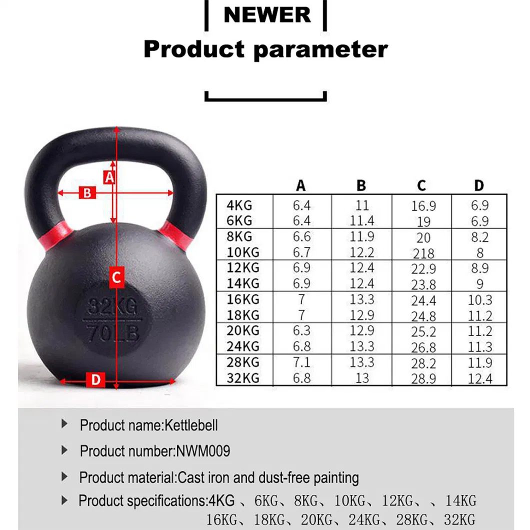 Custom Logo Powder Coated Cast Iron Kettlebell for Gym