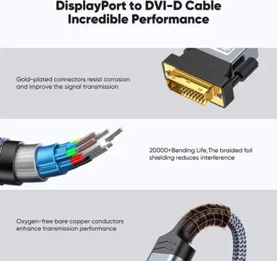 DVI-D M/M Dual Link Digital Video Cable, Black (6.6 Feet, 2 Meters)