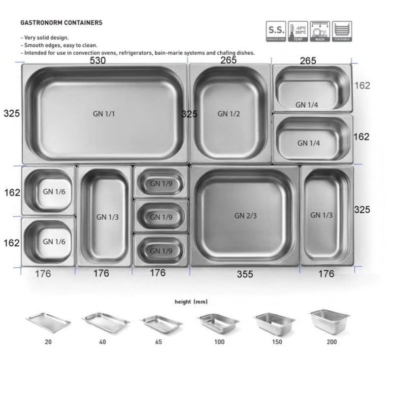 We House 1/2 Stainless Steel Gn Pan Steam Table Hotel Kitchen Pans Full Size Gastronorm Container