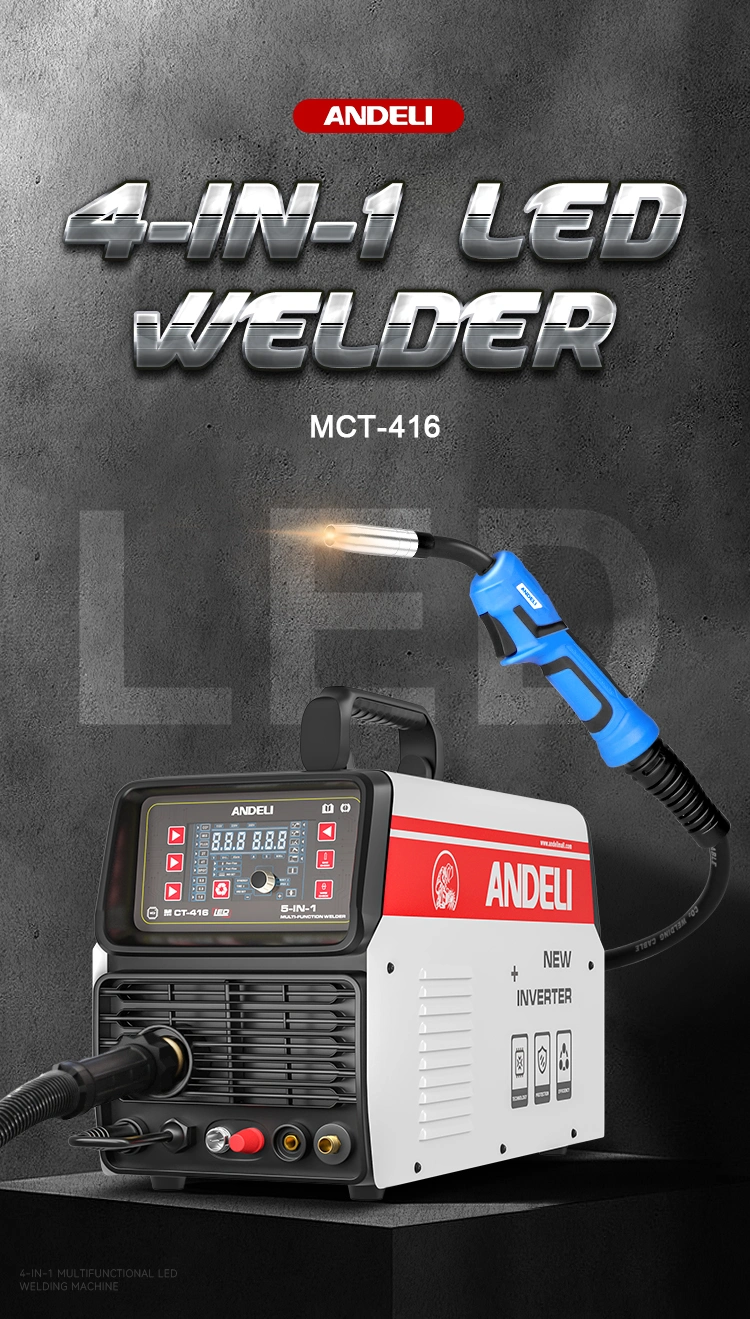 Andeli Semi-Automatic Welding Machine 110V/220V Mct-416 MIG TIG MMA Cut 4 in 1 Multifunctional Welder Gasless Welding MIG Welder