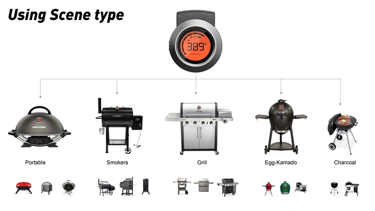 Bluetooth Wireless Dual Probe Meat Thermometer for BBQ Grill Lid