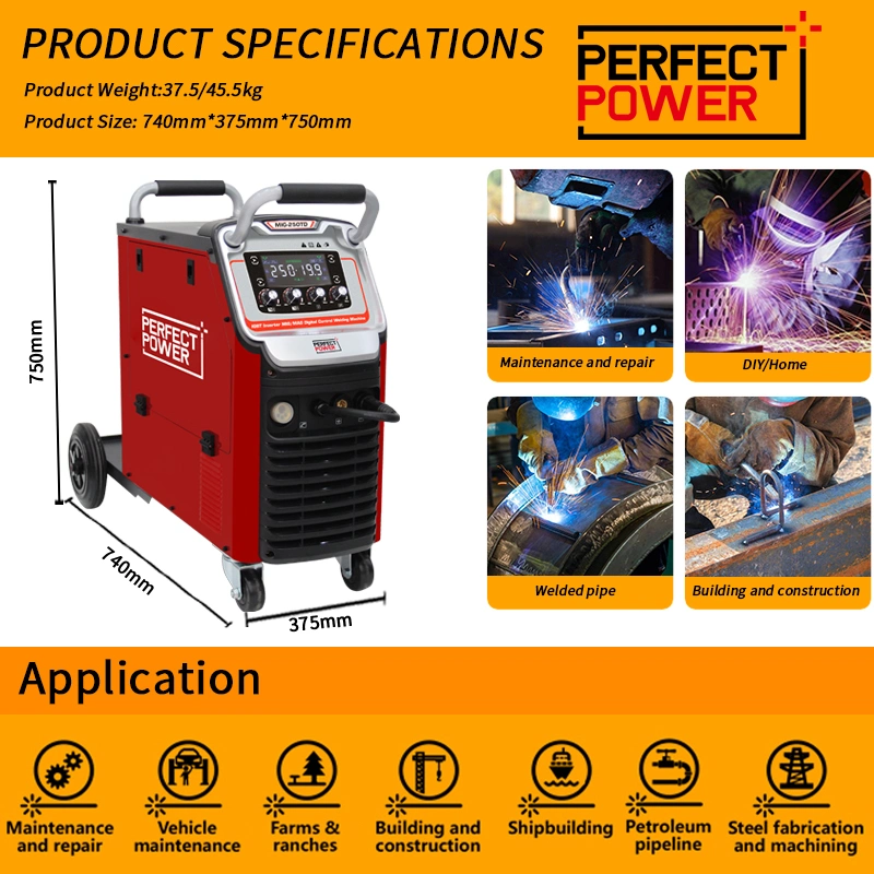 Soldador MIG MIG-250td Gas Gasless CO2 MIG Welding Machine 4 in 1 3 in 1 Mag MMA MIG Welder