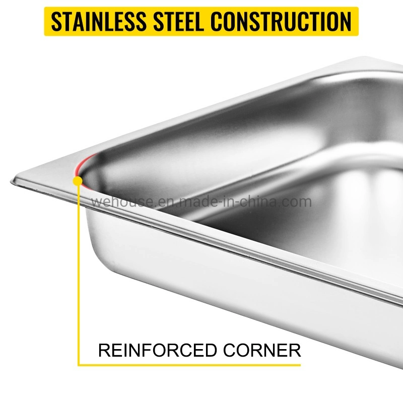 We House 1/2 Stainless Steel Gn Pan Steam Table Hotel Kitchen Pans Full Size Gastronorm Container