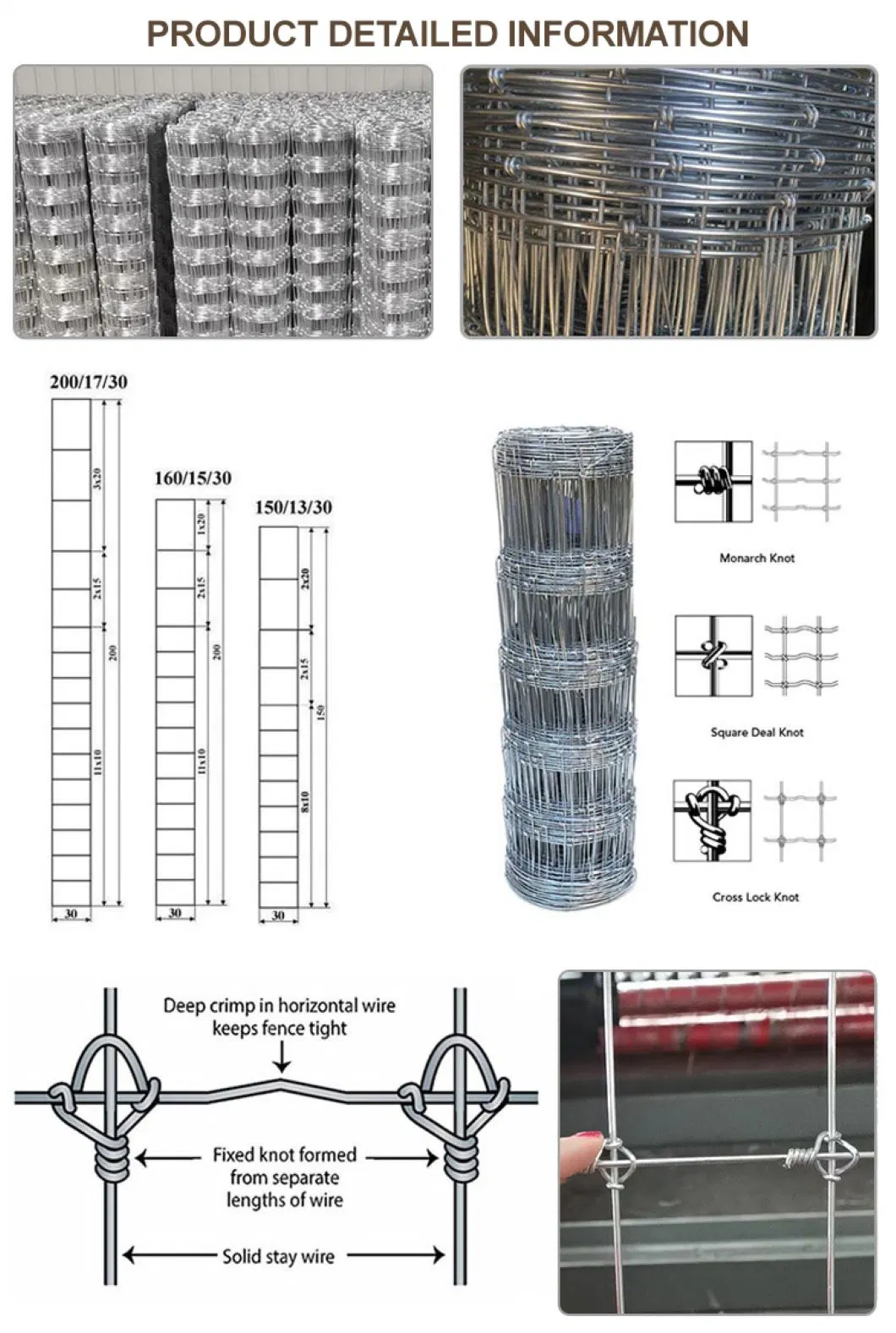 Thick Wire Mesh Fencing China Manufacturers Wire Mesh 2 X 2 4.0mm - 9.0mm Diameter Galvanized Steel Farm Fence Hinged Knot Fence