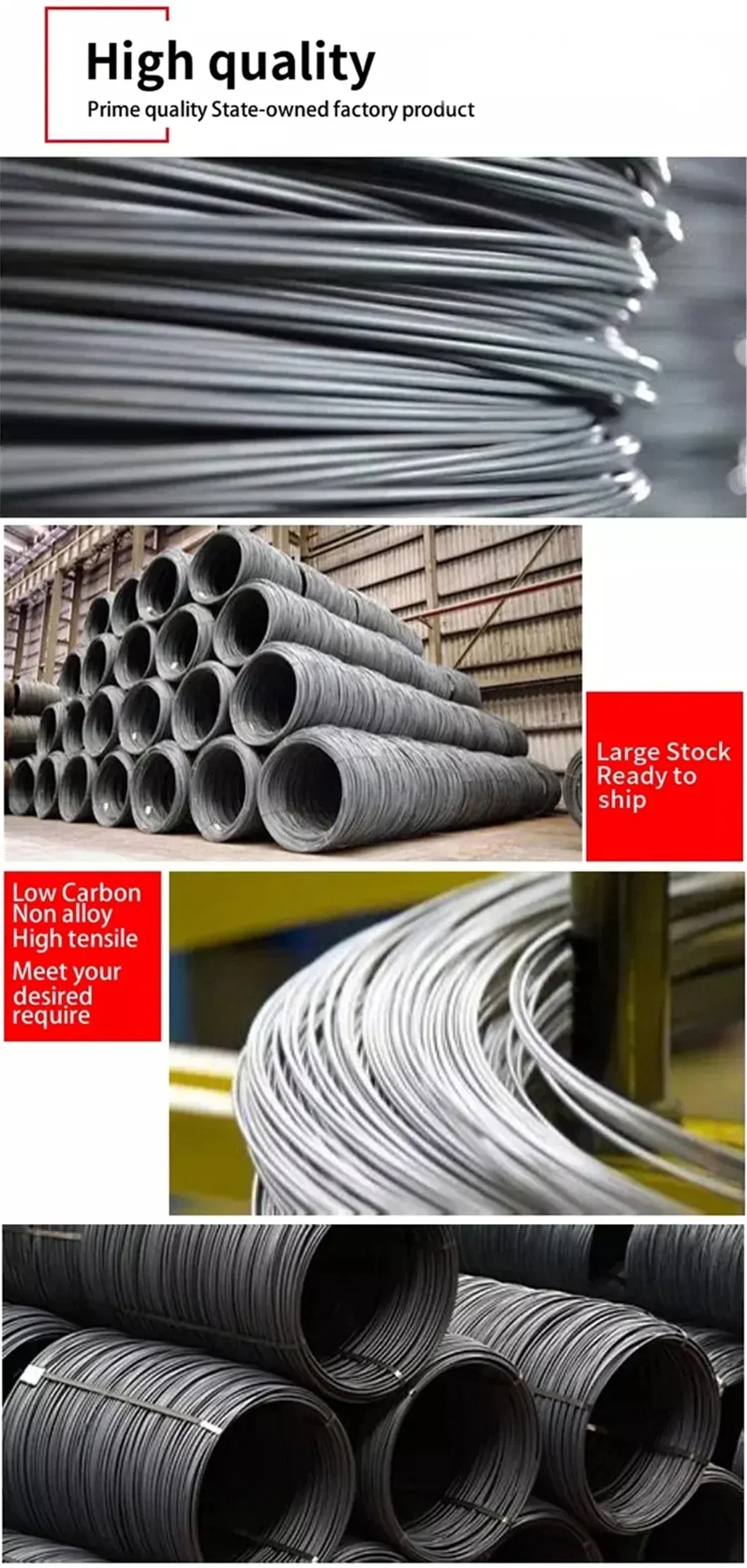 Factory Directly SAE1006 SAE1008 SAE1010 Sales High Carbon Steel Wire Rod