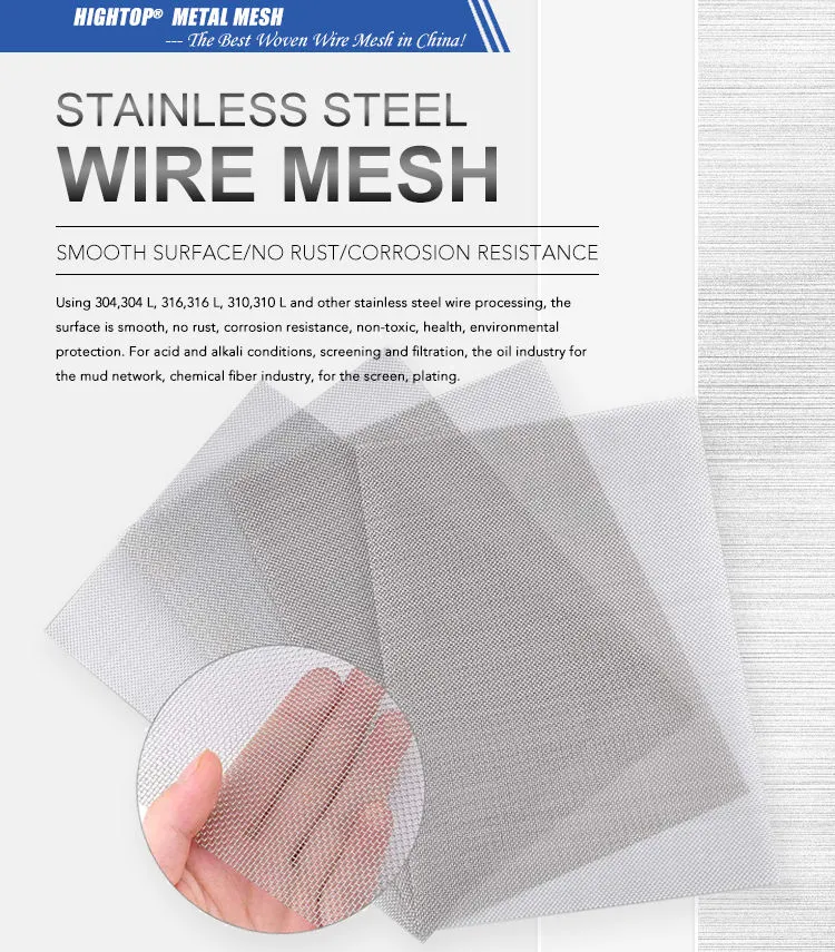 2 X 2 Mesh Ss 304 316 Stainless Steel Woven Filter Wire Mesh Screen
