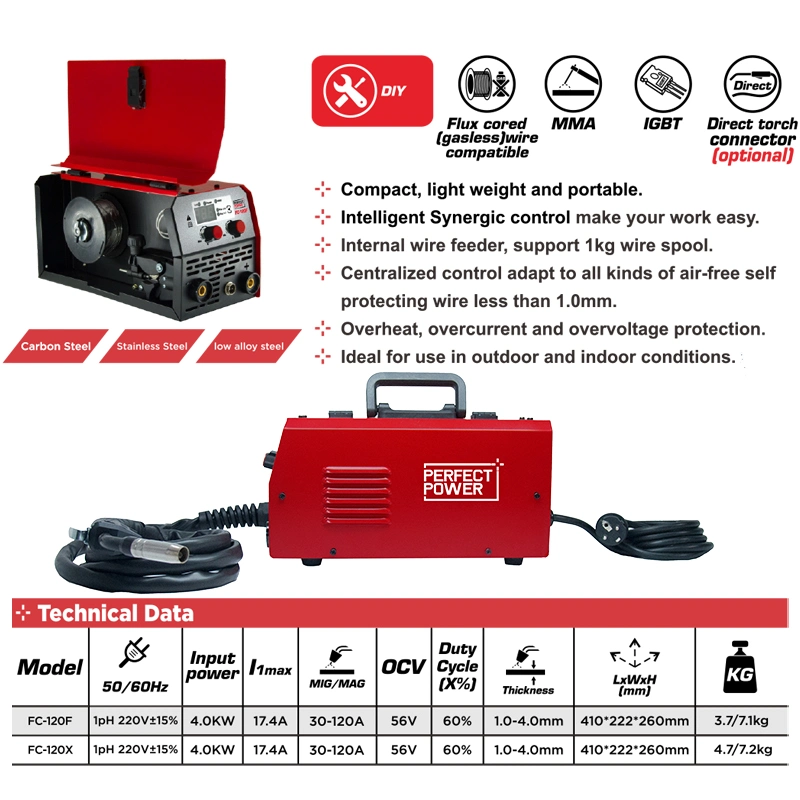 FC-120X Flux Cored Wire MIG Welders Multifunctional 3 in 1 Multi Welder MIG TIG MMA Welders Aluminium Welding Machine