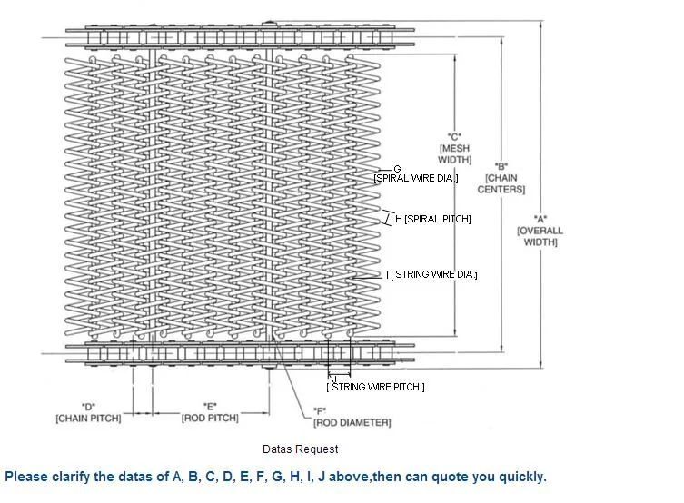 Food Processing Stainless Steel 316 Metal Wire Mesh Conveyor Beslt